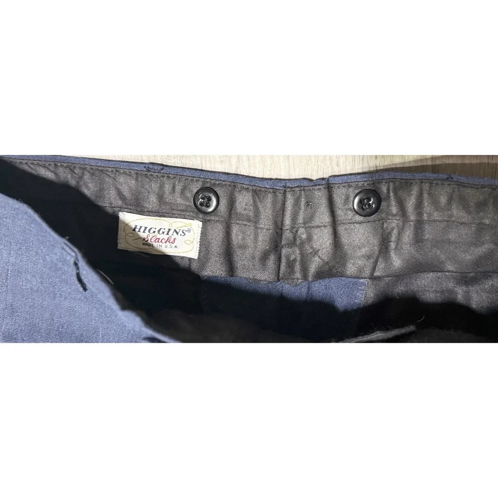 Vintage Higgins Slacks Pants Men's Size 35x29 Navy Blue Boho Straight Classic